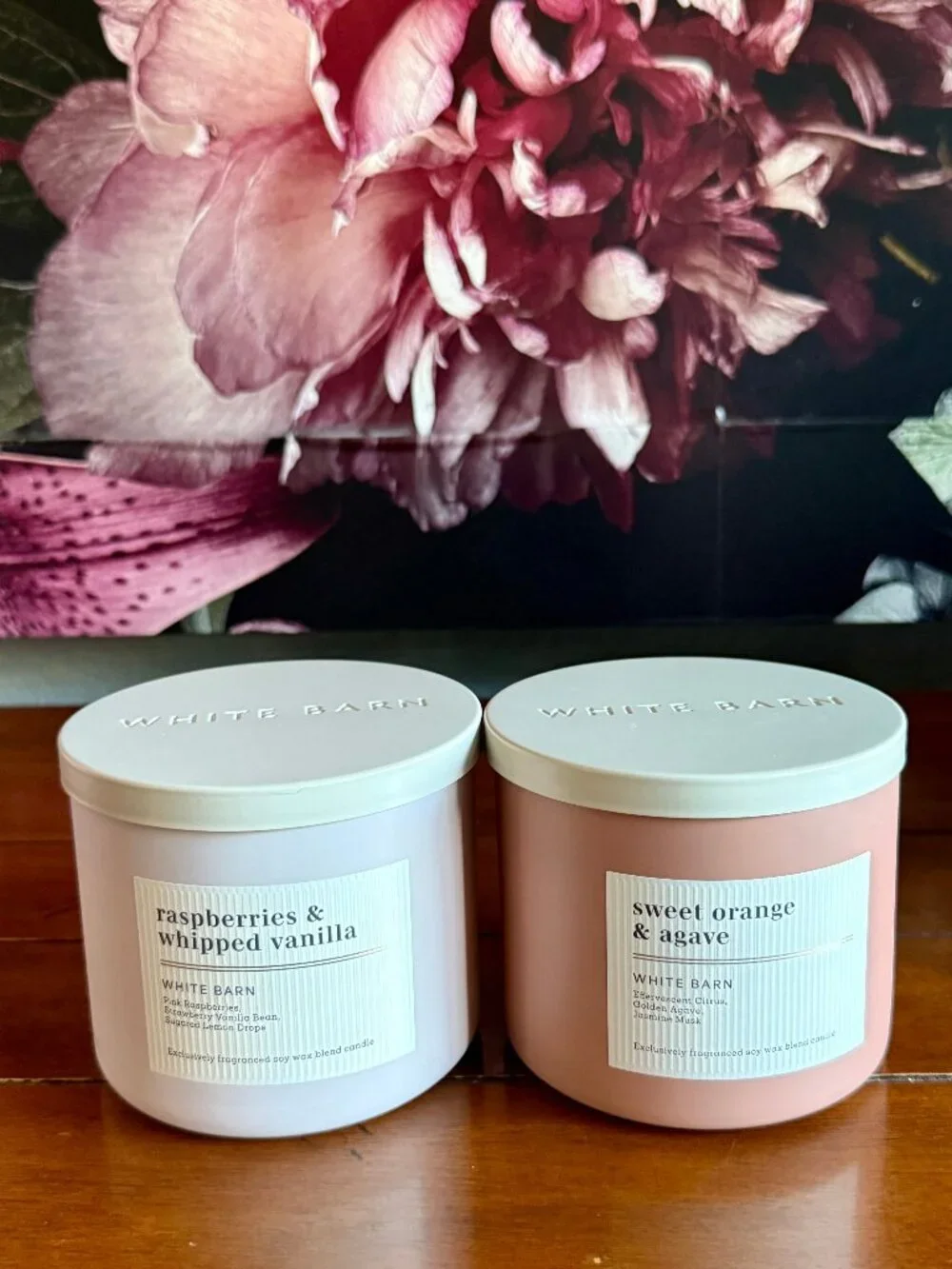 NEW 2-Pc RASPBERRIES & WHIPPED VANILLA & SWEET ORANGE & AGAVE 3-Wick Candle BBW